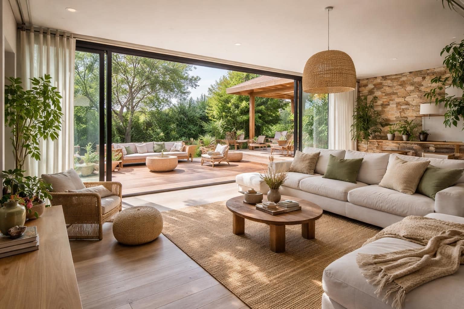 découvrez comment créer une continuité harmonieuse entre l'intérieur et l'extérieur de votre maison pour un espace de vie agrandi et connecté à la nature.